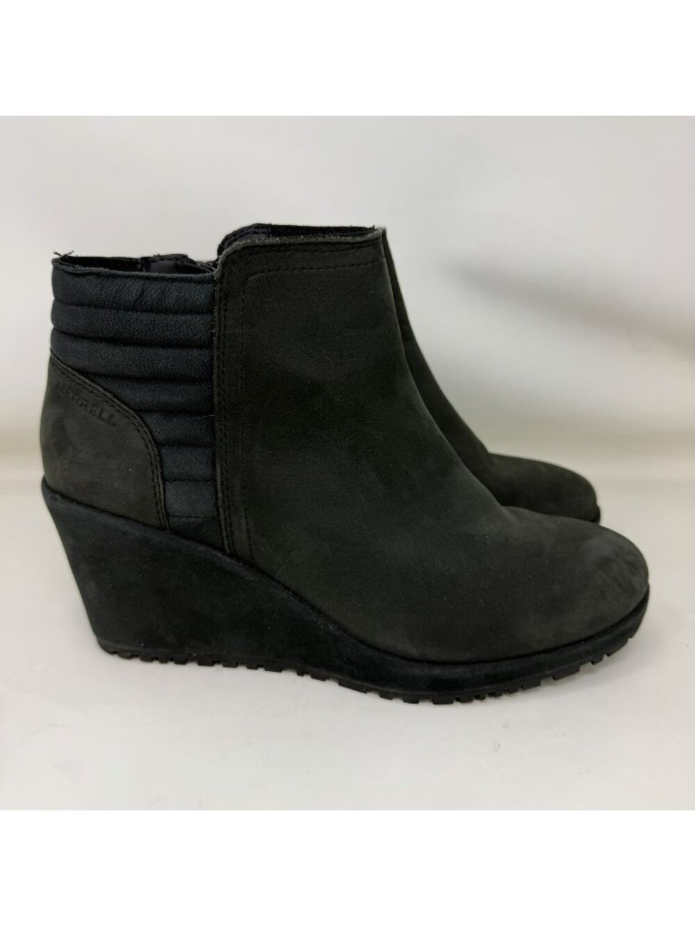 Merrell Tremblant Leather Wedge Side Zip Boots Black Women’s Size 7